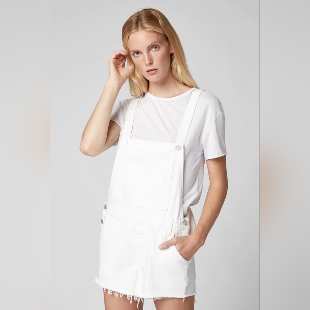 BLANKNYC White Raw Hem Denim Overalls